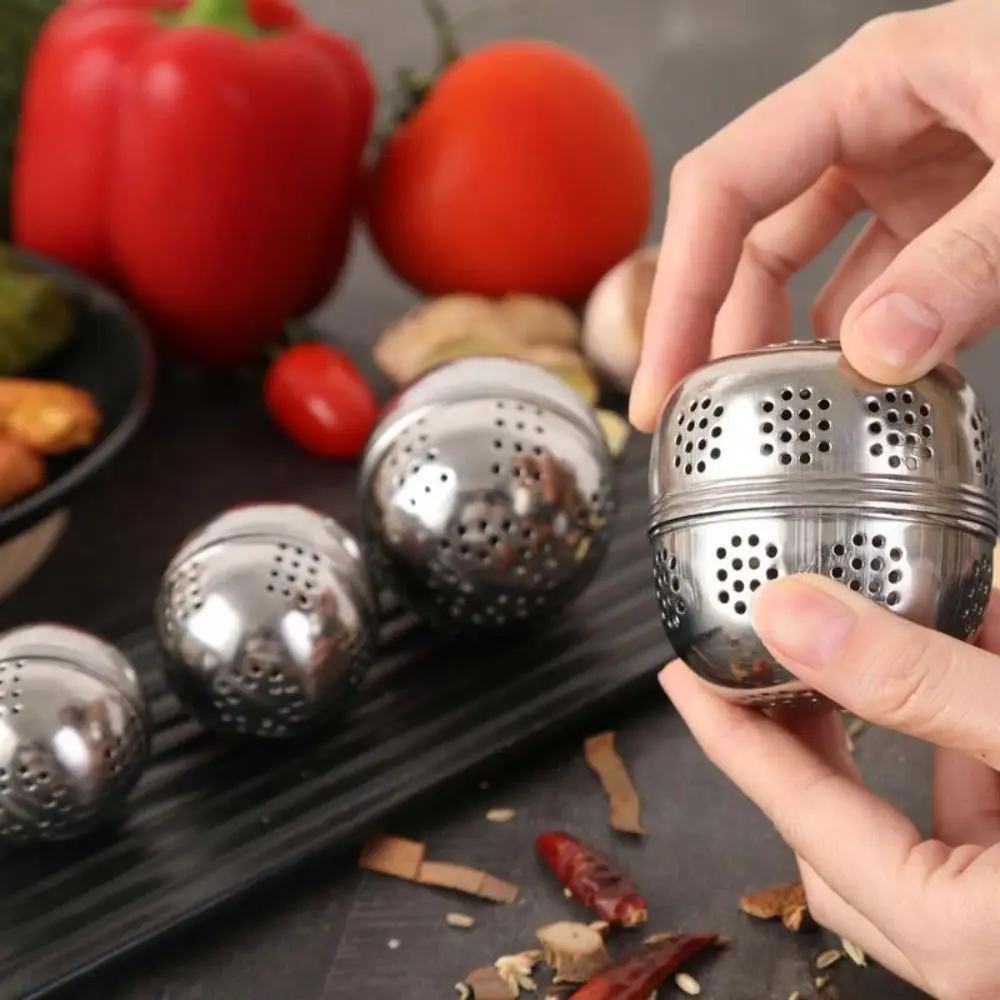 Corrosion Resistance Stainless Steel Oval Kitchen Tea Leak Mesh Tea Infuser Seasoning Ball Filtering Tennis Ball