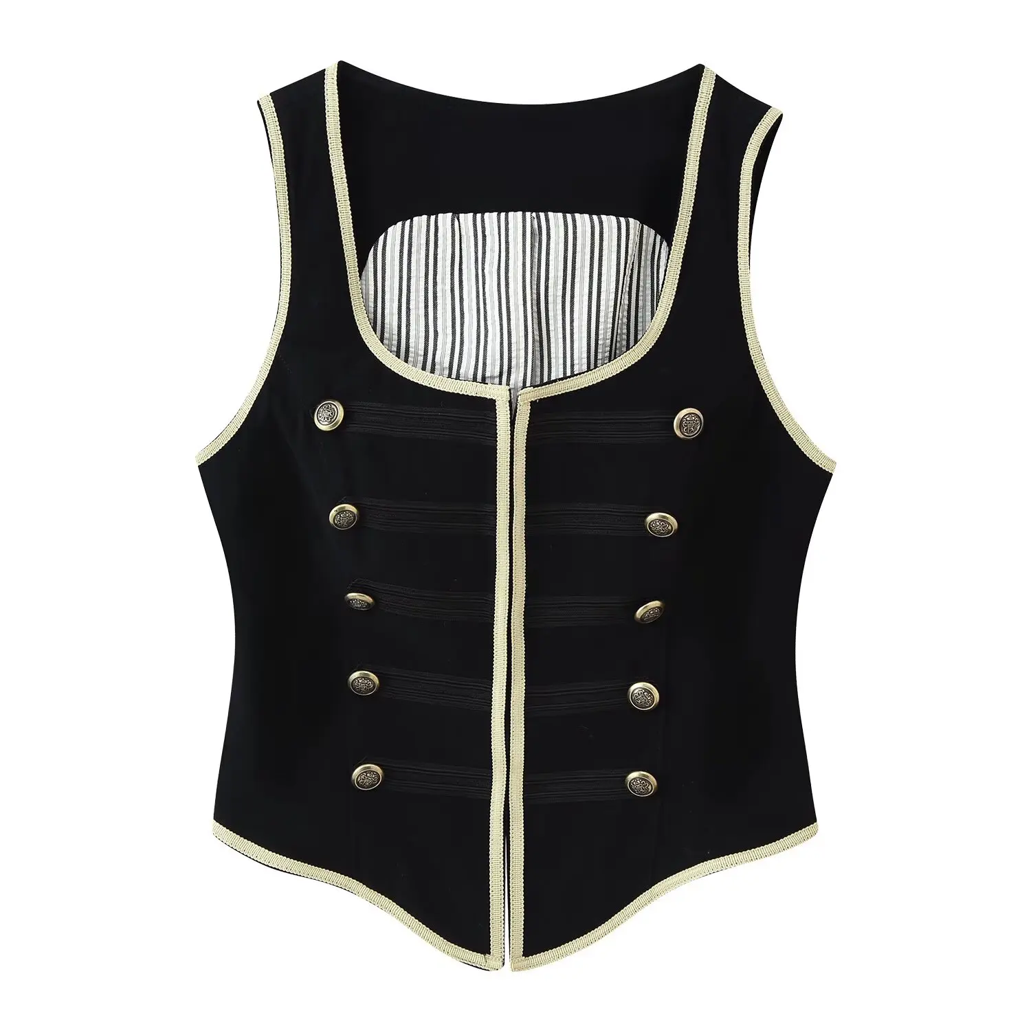 NLZGMSJ 2026 Herbst Kontrast-Tanktops Ärmellose Weste Damen Streetwear Urlaubstop Damen Retro Figurbetontes Top – Detail 2