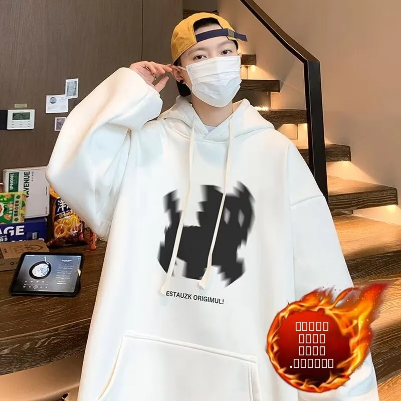 

Мужская толстовка Heavyweight Autumn Winter с капюшоном, повседневная, с длинным рукавом, с принтом, в американском винтажном уличном стиле, для подростков