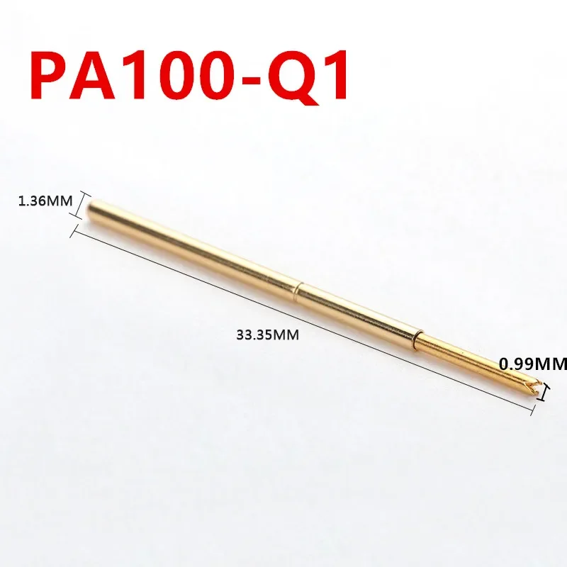 

100PCS/Pack Gold-plated PA100-Q1 Four Claw Plum Blossom Head Spring Test Needle Outer Diameter 1.36mm Length 33.35mm for Testing