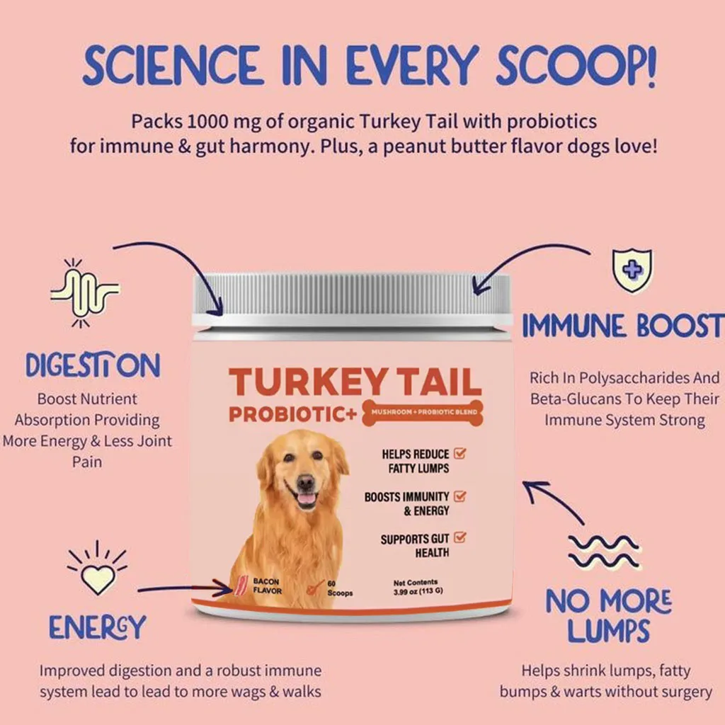 Turkey Tail Mushroom for Dogs - Lipoma Treatment for Dogs - Mushroom Supplement with Immune Support for Lipoma, Lumps & Bumps