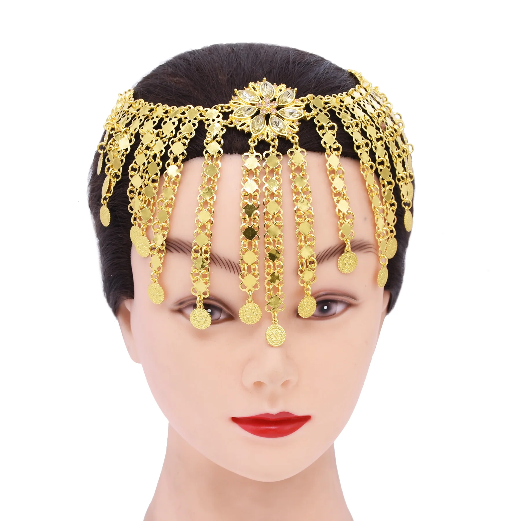 Bohemian Style Gold Flower Pendant Necklace for Women Fashionable Ethnic Kurdish Turkey Bride Wedding Party Female Accessory