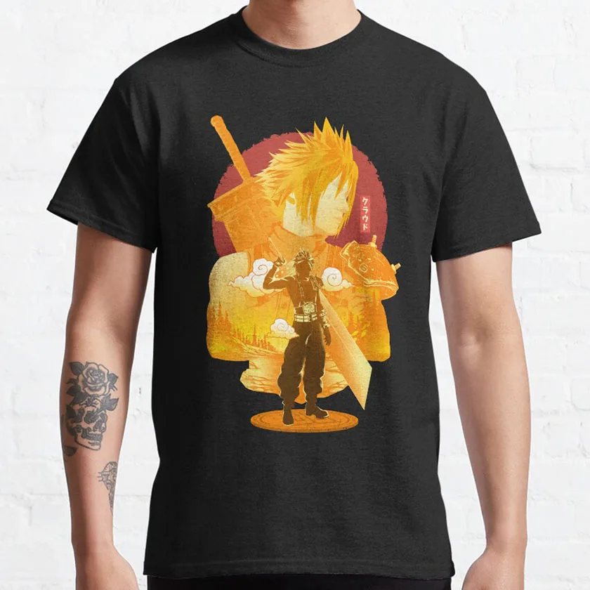 

Vintage video game Final Fantasy Cloud Vii Mercenary Soldier Cloud 100% cotton printed t shirt for men plus size men's clothing