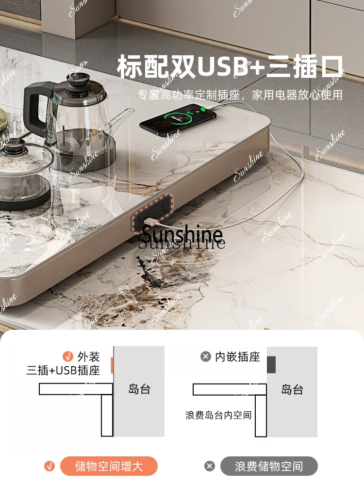 Light luxury slate small household type modern simple with drawer induction cooker high-end dining table and chair combinationPX