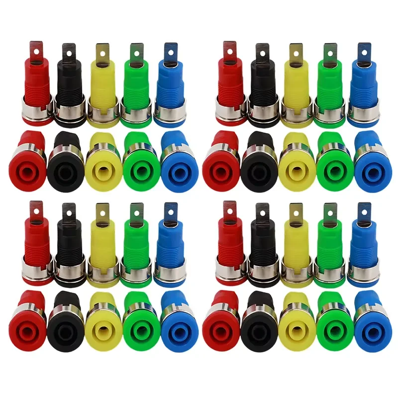 40PCS 4mm Banana Socket 32A Insulated Female Jack 5 Color Panel Mount Connector for Arduino/Amplifier/Electrical Projects