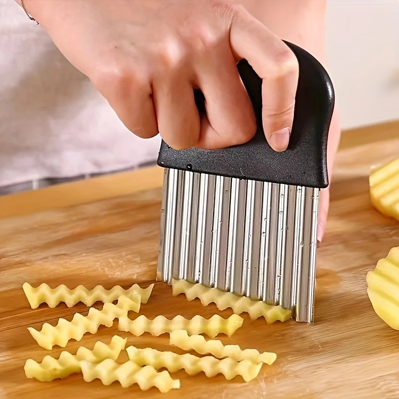 Stainless Steel Wavy Crinkle Cutting Tool Multifunctional Crinkle Knife for Fruit Vegetable Salad Potato Carrot ﻿