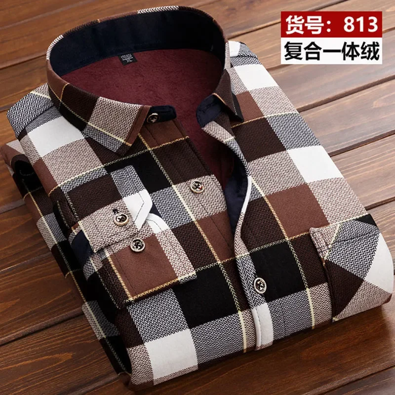 

2023 Winter New arrival Men's Fashion Casual Long Sleeve Shirt autumn Men Fleece Thick Warm High Quality Large Size Shirt M-4XL