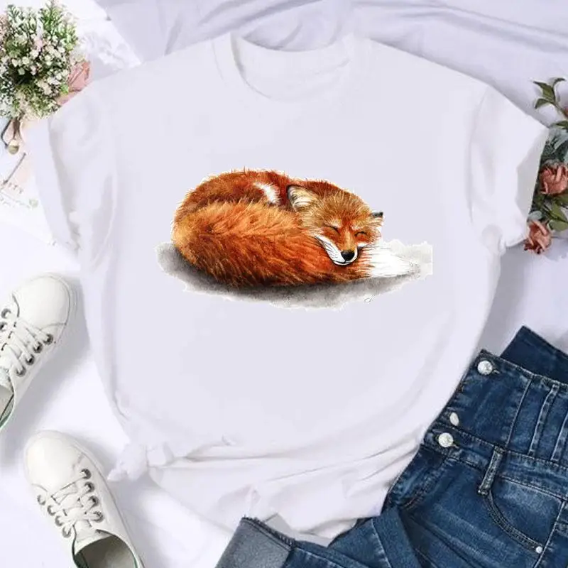 Short Sleeve Casual Top Print T Shirt Fashion Summer Women Butterfly Skull Funny 90s Female Tshirts Cartoon Graphic Tee T-Shirt