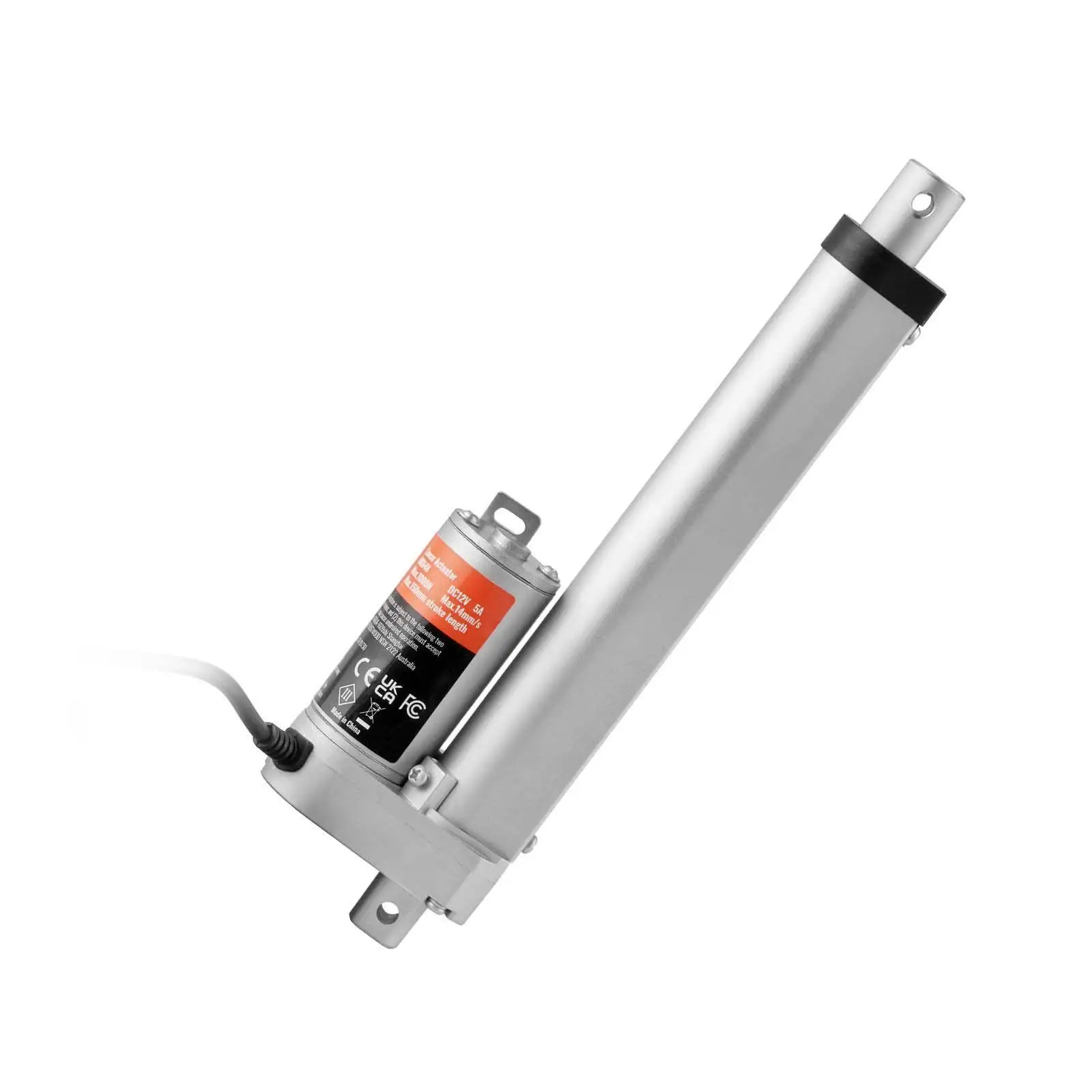 

Compact 12V linear actuator 6 inch stroke 0.55"/s 220lb thrust IP54 protected