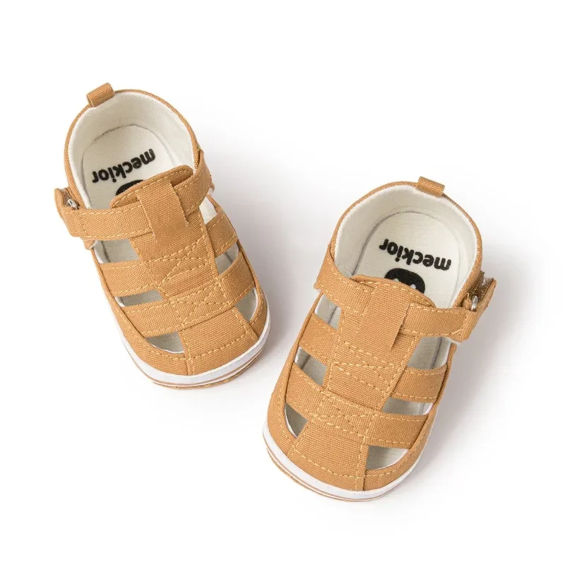 Baby Sandals Summer Infant Boy Girl PU Soft Bottom Sole Non-Slip First Walker Shoes Solid Color Toddler Outdoor Beach Shoes