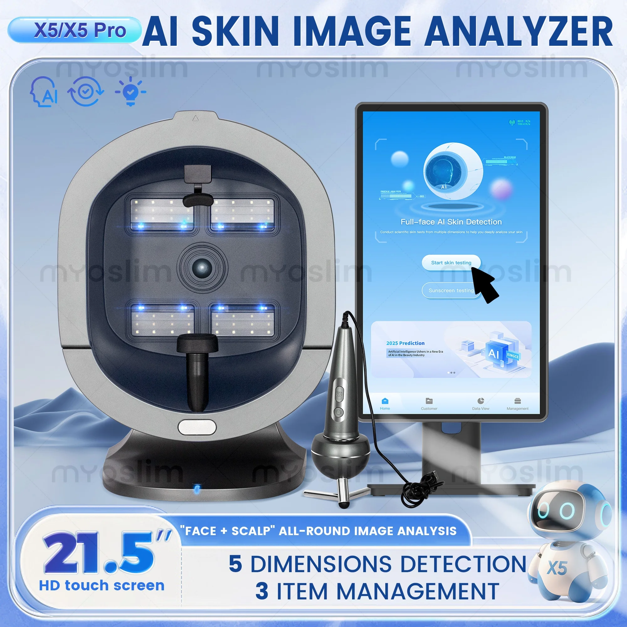

2025 Professional 3D Facial Camera Scanner with UV for Skin Analysis Digital Measuring Machine and Skin Analyzer