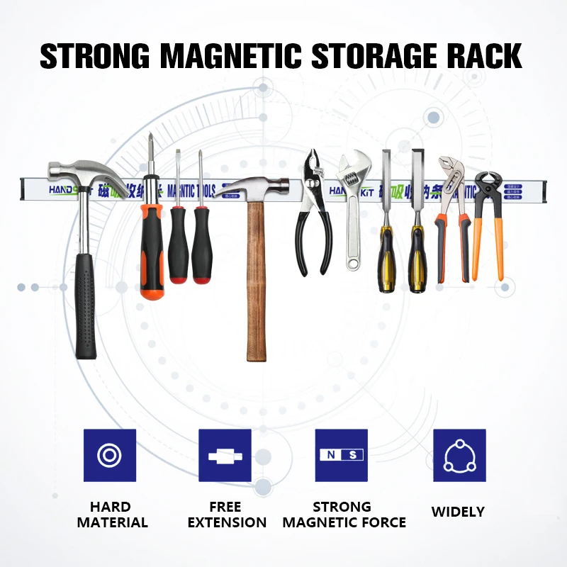 3 Types Magnetic Tool Holder Storange Magentic Striipe Long Strip In Parallel Rack Space-Save Hardware Workshops Tool