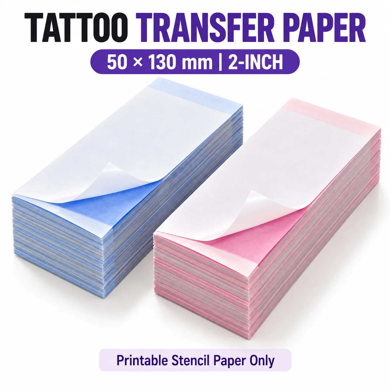C50 Tattoo Transfer Paper, Mini Stencil Paper for 2 Inch Portable Tattoo Printers, Vibrant Colors for Custom Tattoo Designs