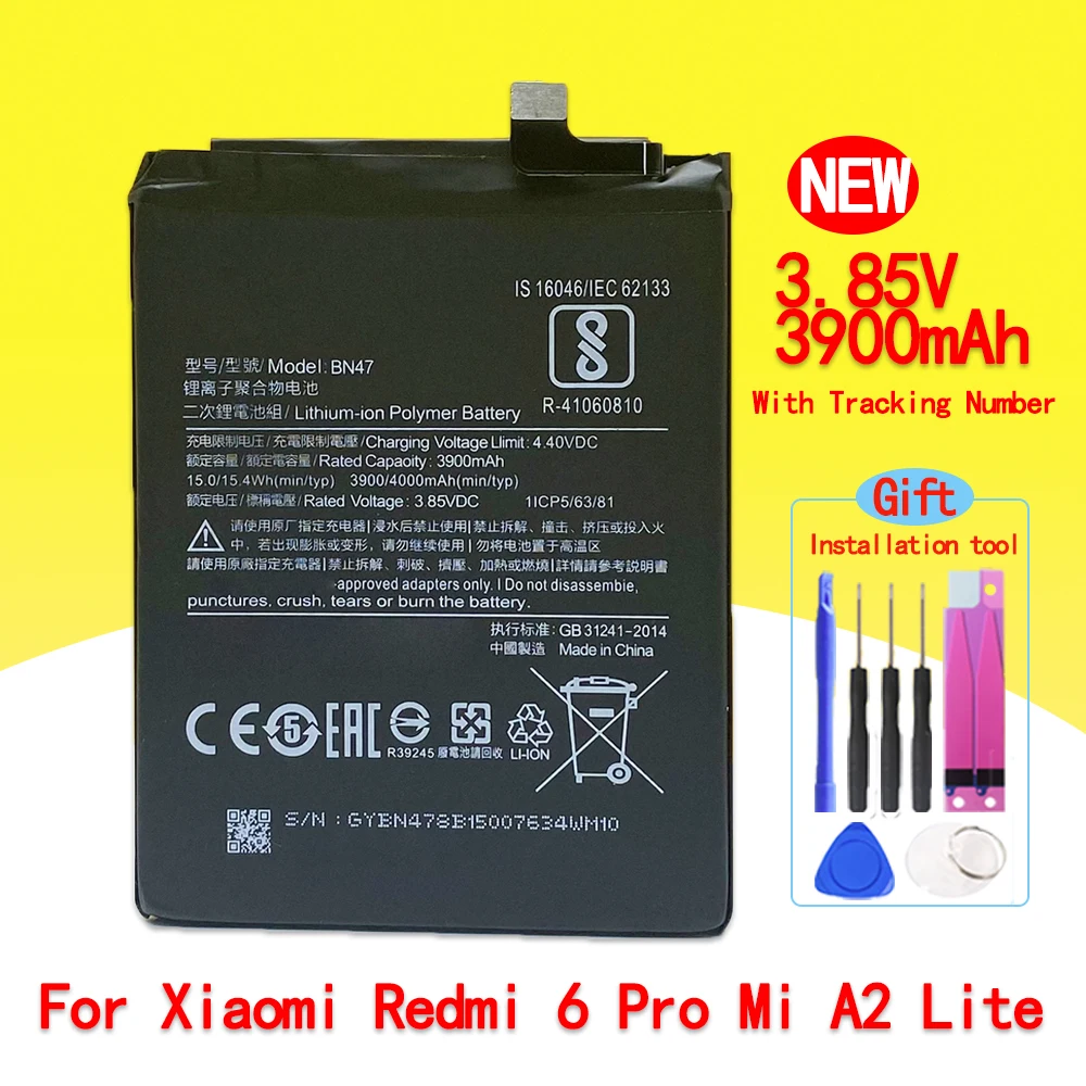 

NEW 3900mAh BN47 Battery For Xiaomi Redmi 6 Pro Mi A2 Lite Smartphone/Smart Mobile Phone In Stock Free Tools