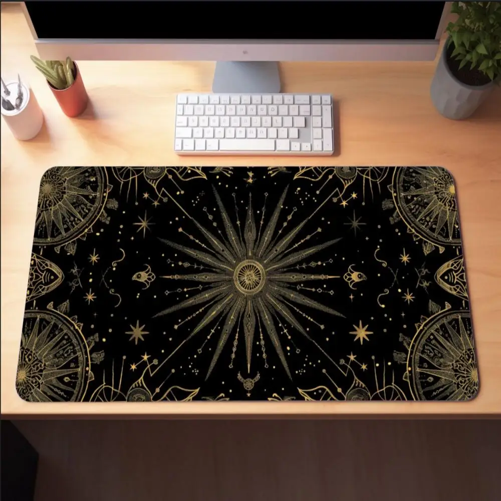 Decorative yellow desk mat.Workspace art mat.Writing desk mat.Office accessory.Computer keyboard mousepad.Gaming mousepad.