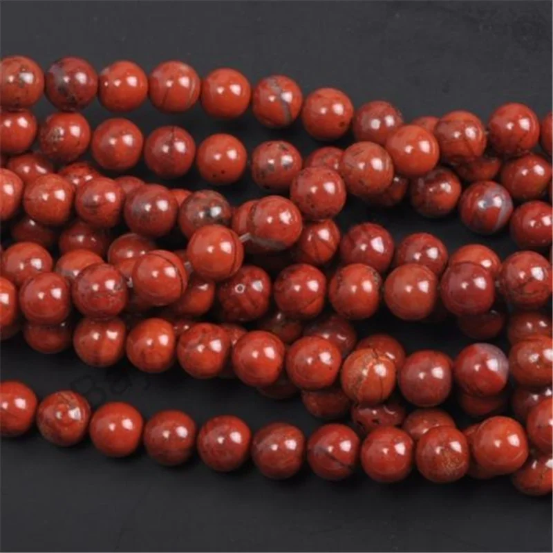 Red Jasper ลูกปัดหลวมอัญมณีธรรมชาติกลมเรียบสําหรับเครื่องประดับทําсясожд