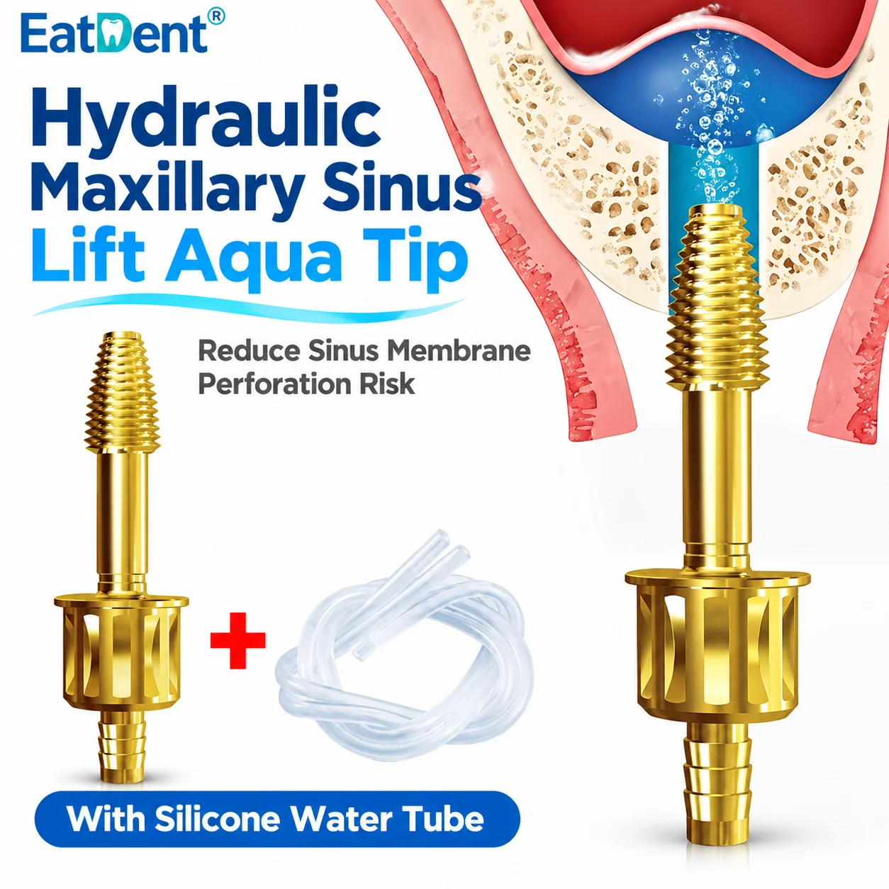 Dental Hydraulic Lifter Tip Water Pipe Kit Leak-Proof Seal Maxillary Sinus Lift Membrane Water Rising Tool Crestal Guide Drill