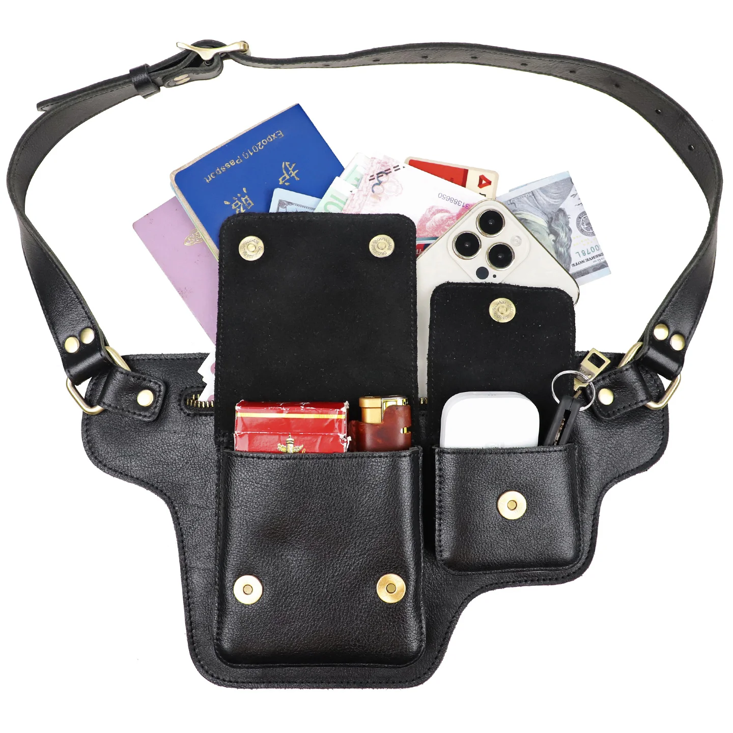 

Casual Men's Leather Waist Bag Outdoor Waist Belt pouch Bag Anti Theft Men Male Waist pack Bum Bag Fanny Pack Zipper