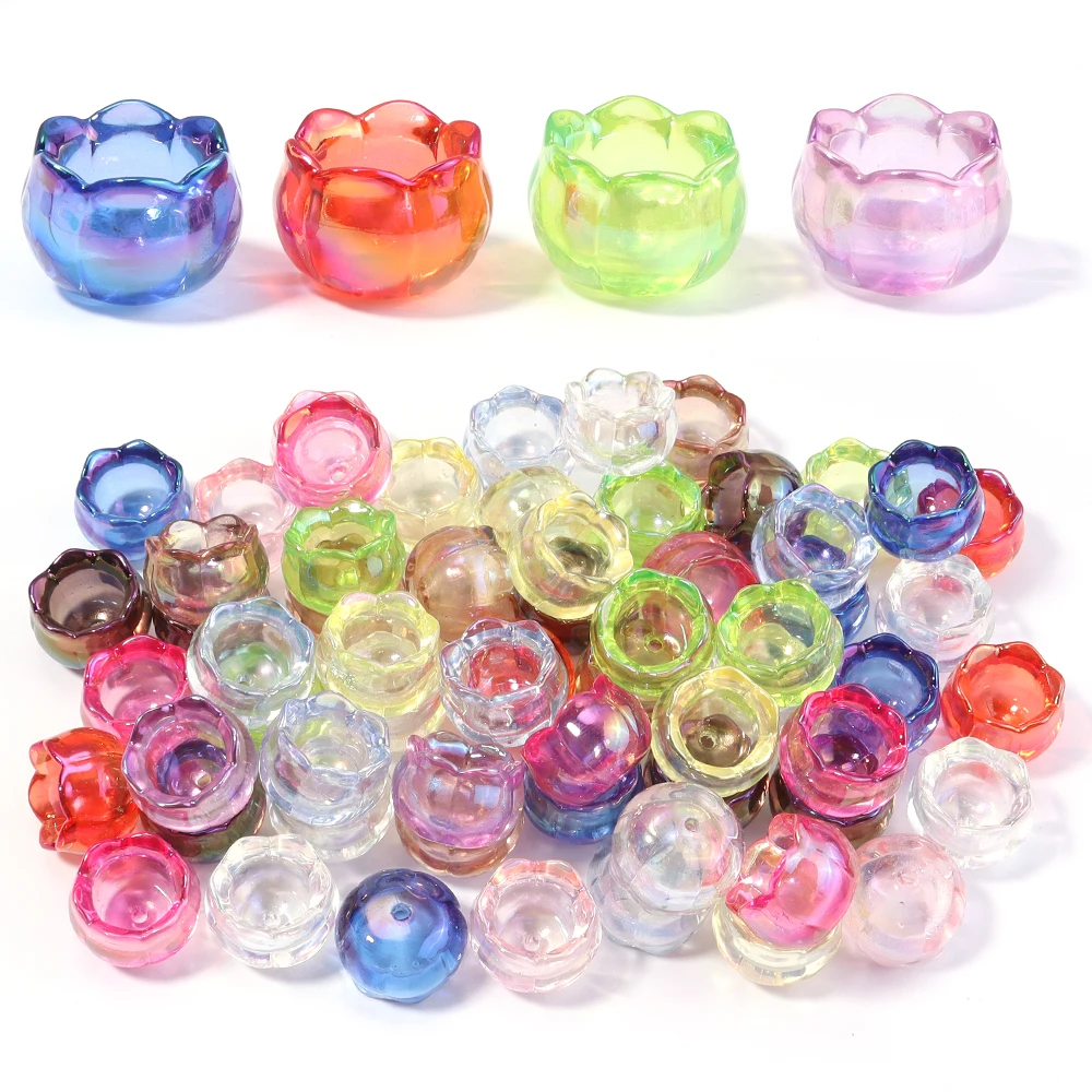 10/30 piezas de cuentas acrílicas UV de un solo orificio, transparentes, con forma de lirio del valle, para la fabricación de joyas, pendientes, llaveros, DIY