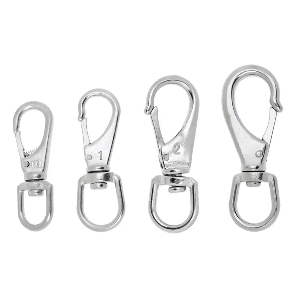 Durable Stainless Steel Boat Carbine Hook Swivel Snap Clip Hardware for Marine Rail Netting Fishing