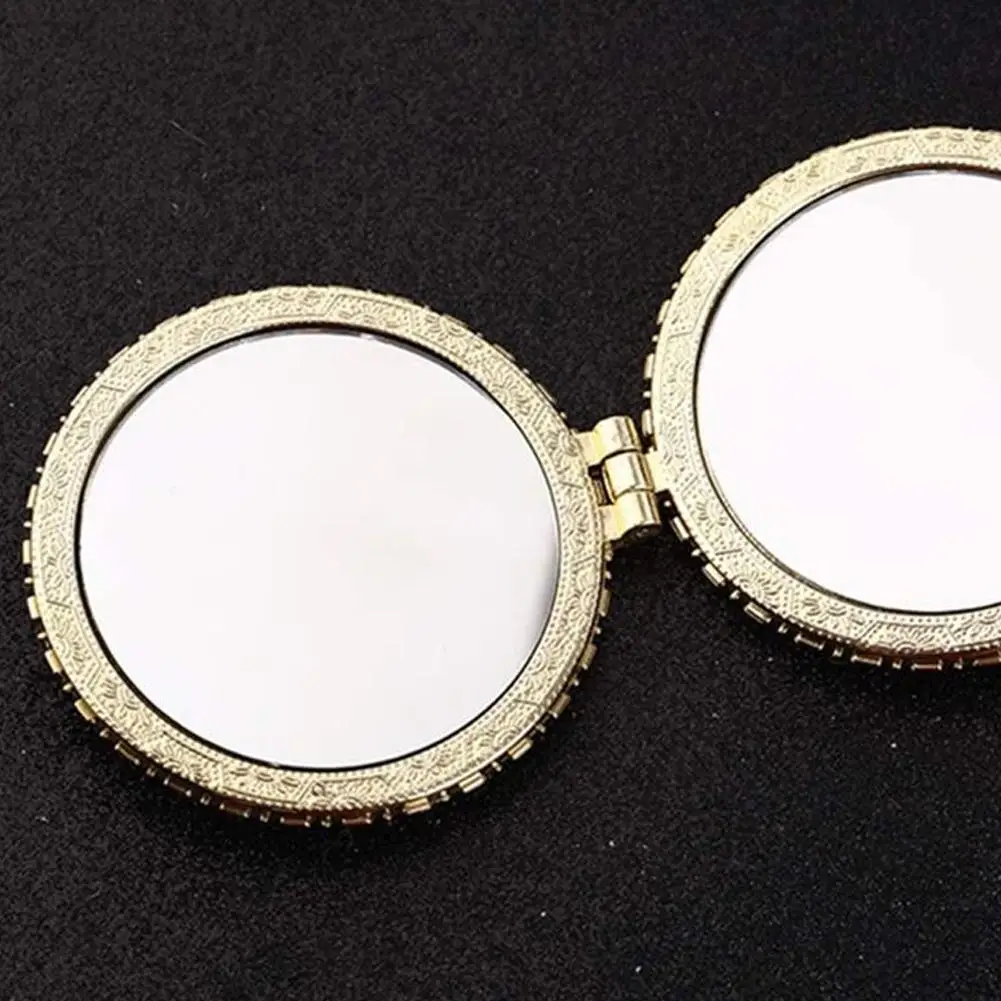 Mini Miroir de Maquillage de Poche Compact à Motif Floral pour Femme, 1 Pièce, Portable, Pliable, Deux Côtés, Vintage, Cosmétique, Gi R3G5