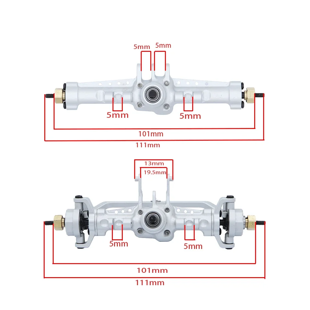 Zestaw tylna oś przedniej ze stopu aluminium TRX4M dla 1/18 zdalnie sterowany samochód gąsienicowy TRX-4M części zamienne wymiany