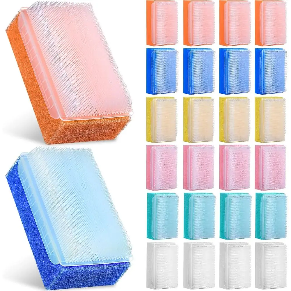 

24 Pcs Bath Sponges Soft Foam Scrubber with Cradle Cap Bristle Brush 2 in 1, Cleansing Body, Hair and Scalp Cleansing, Gentle on