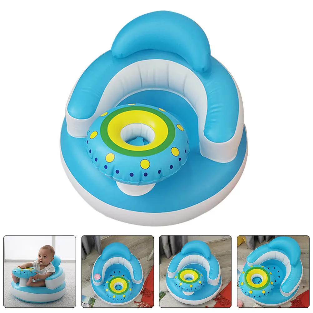

Inflatable Baby Seat Sky Blue Shape Toddler Inflatable Chair Seat Infant Toddler Floor Chair Bathing Shower Summer Kids
