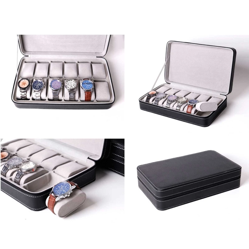 

Portable PU Watch Storage for Case 12 Bit Watch Travel Box with and Soft Felted Interior for Holding Watch for Smart