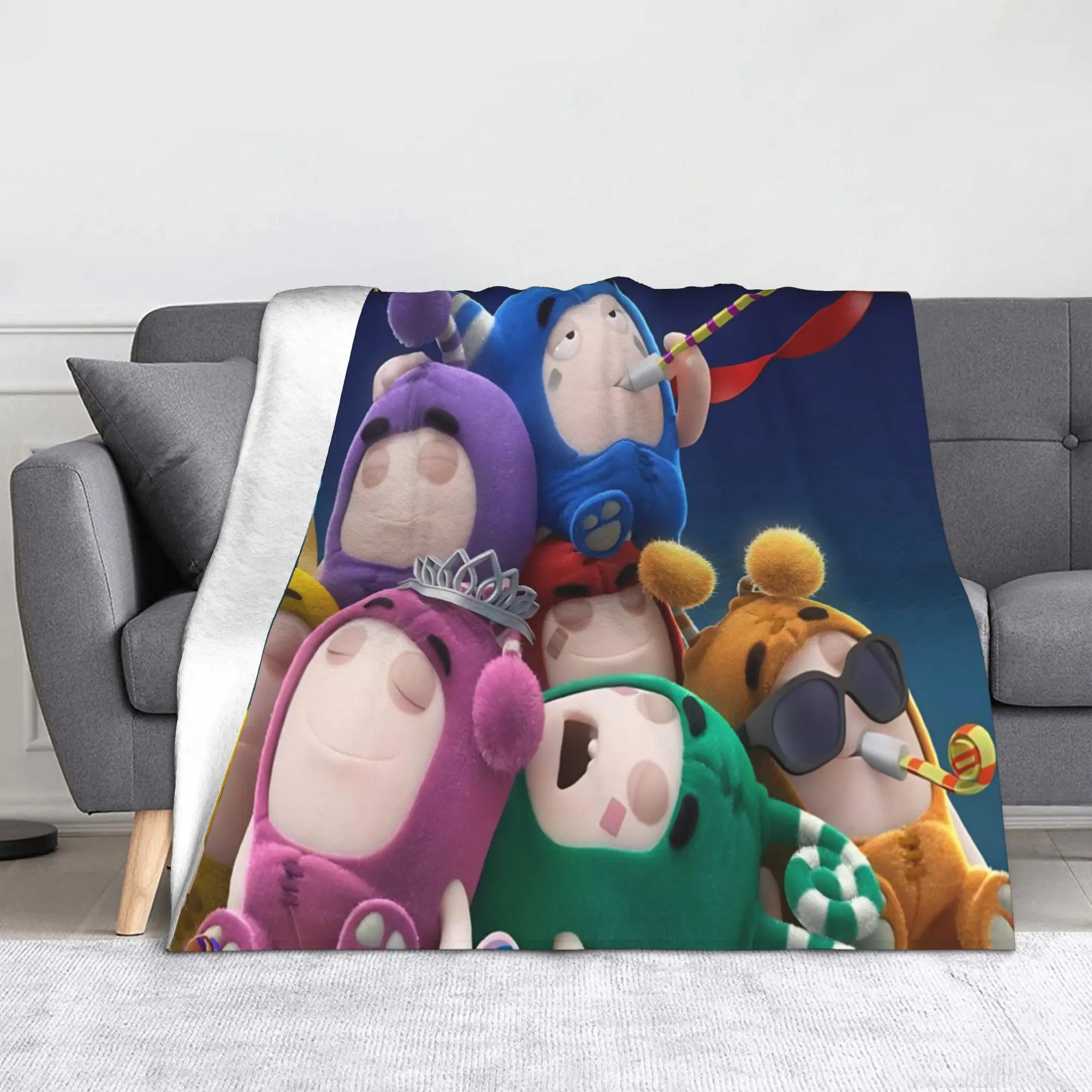 Oddbodse Animated Comedy Knitted Blanket Fleece Fuse Pogo Bubbles Jeff Slick Zee Lulu Throw Blankets for Bedding Couch Bed Rug