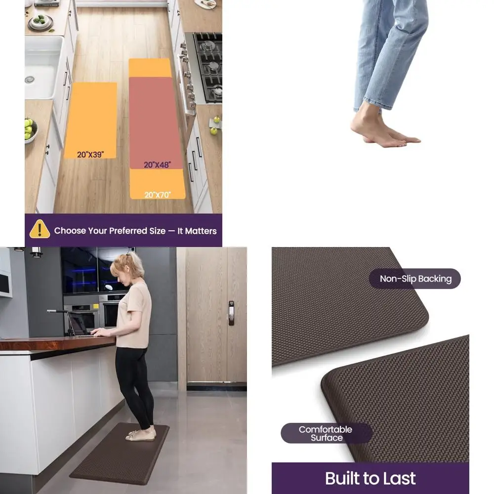

Anti-Fatigue Kitchen Mat, Waterproof & Non-Slip, Comfortable Standing Rug for Kitchen, Office, Sink, Laundry, 48x20, Brown