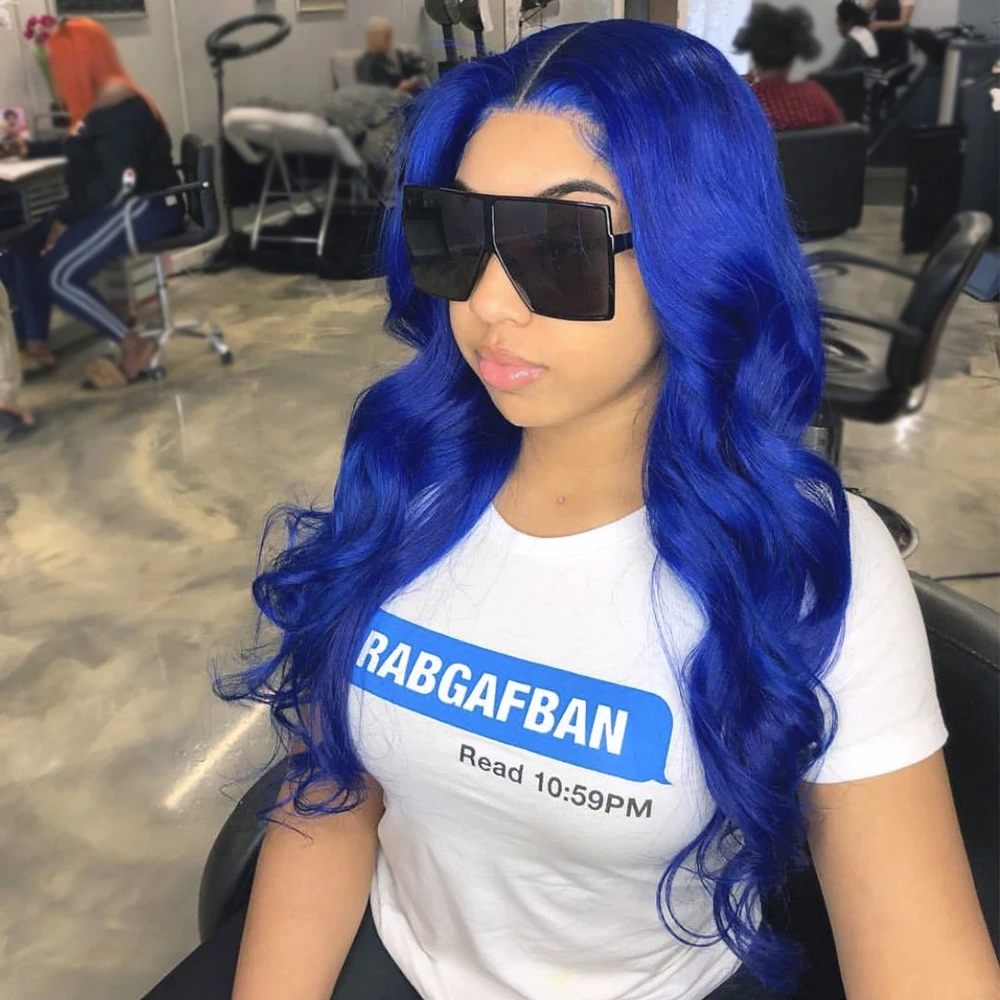 

Синие парики из натуральных волос с кружевной передней частью 13x4, цветные парики с кружевной передней частью 13x6, парики из натуральных волос с предварительно выщипанными волосами, синие парики с эффектом «волна» для женщин