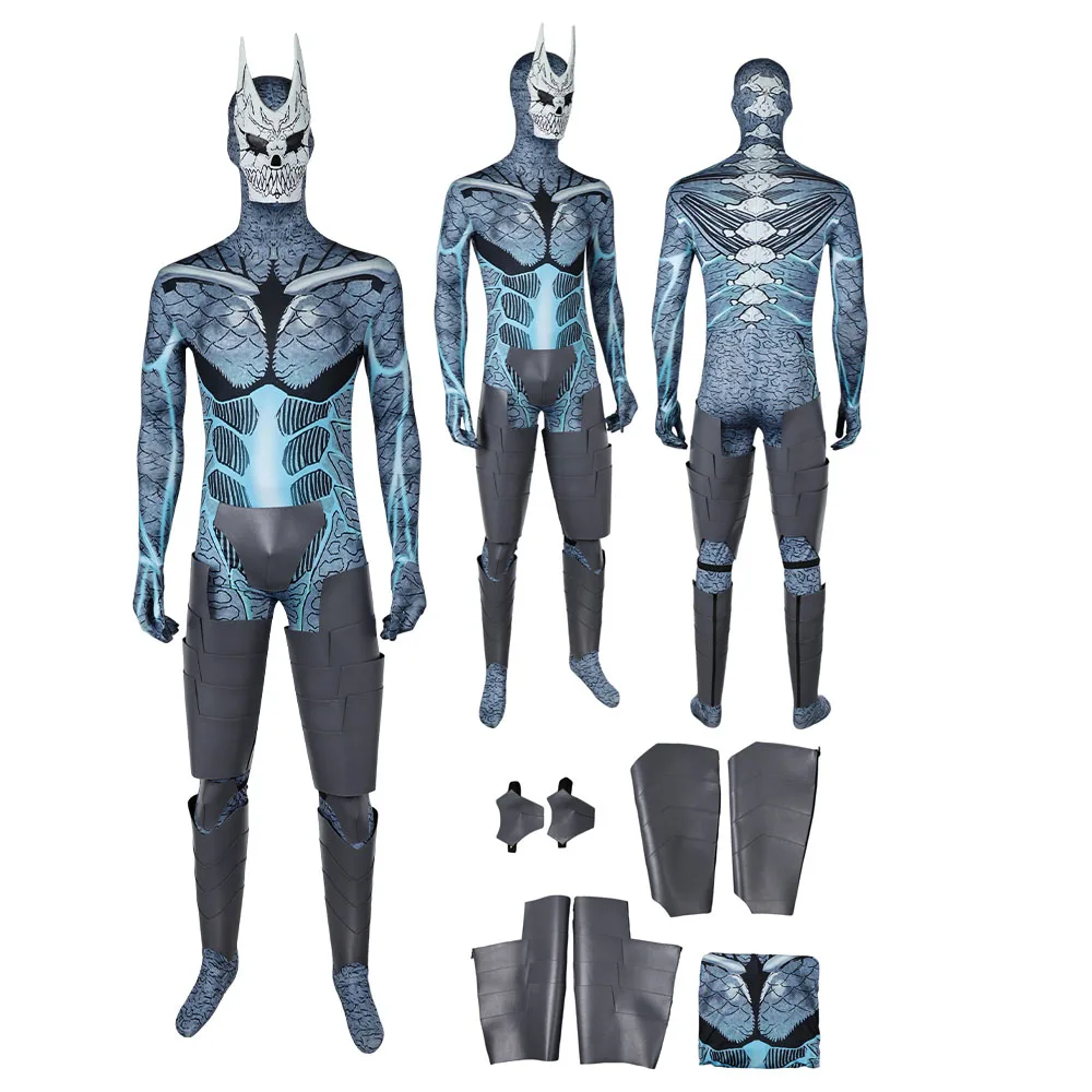 Kaiju SHibino Kafka Cosplay Fantasia Wig Costume Blue Jumpsuit Mask Outfits Adult Women Men Bodysuit Halloween Carnival Suit