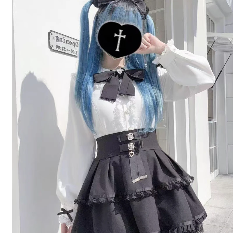 Jirai Kei Women Shirts Kawaii Lolita Y2K Rabbit Ears Cute Japanese Style Blouse Elegant Long Sleeve Sweet Tops Casual Shirt 2025