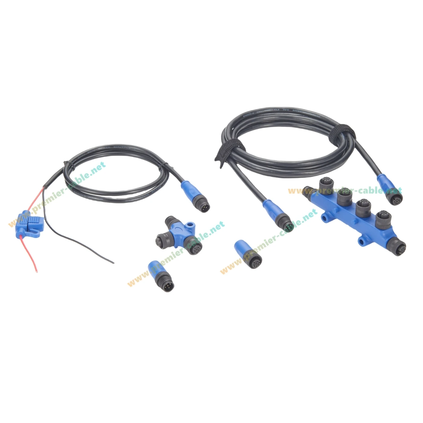 NMEA 2000 Starter Kit Marine Grade Backbone Drop Cable T Connector 4 Port Tee Terminators Power Cable for Garmin Lowrance Simrad