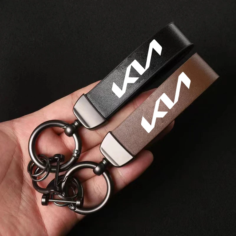 Car Key Chain Rings Leather Keychain Universal Auto Keyring For Kia Ceed Sportage Picanto Cerato Seltos Soul Rio 3 4 5 2021 2020