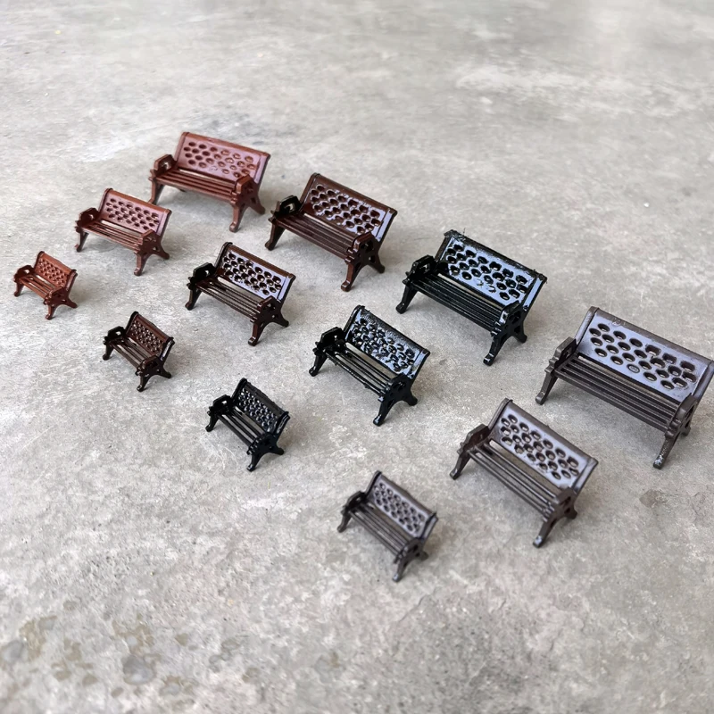 4pcs 1/30/64/87 Model Park Bench Model Miniature Parks Chair stool Home Crafts Gardens Ornament/Train/Railway/Railroad Layout