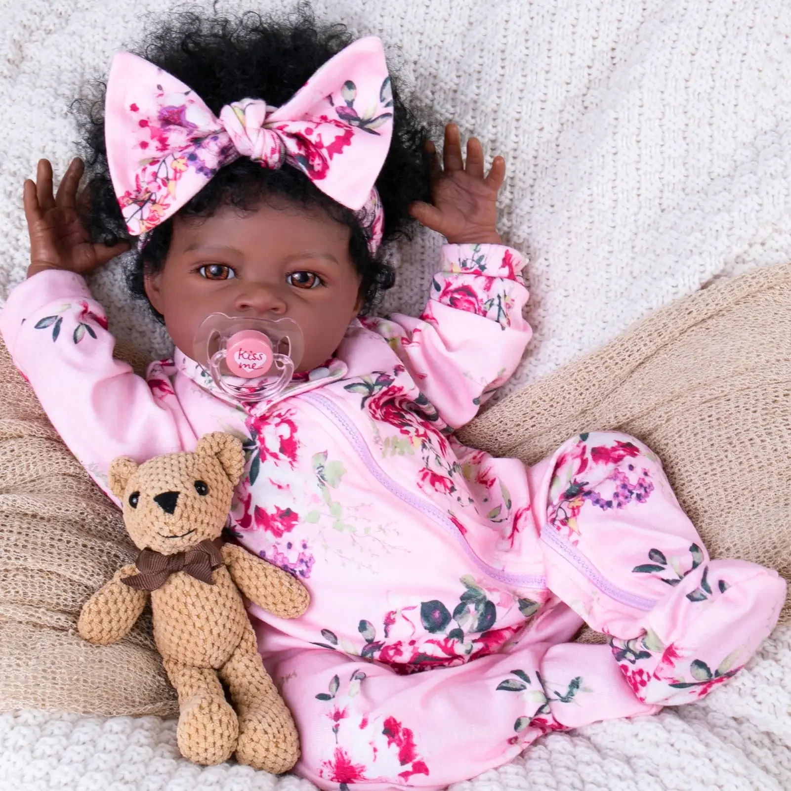 

Risbecko 20 Inch Lifelike Black Reborn Baby Doll - African American Soft Cloth Body Doll - Birthday Gift/Christmas Gift