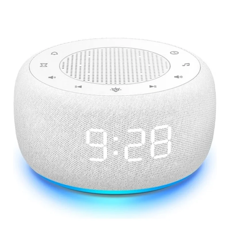 

White Noise machine Alarm clock 2-in-1 0-100% clock Face Brightness Bottom Blue light Sleep Timer Precise Volume Control