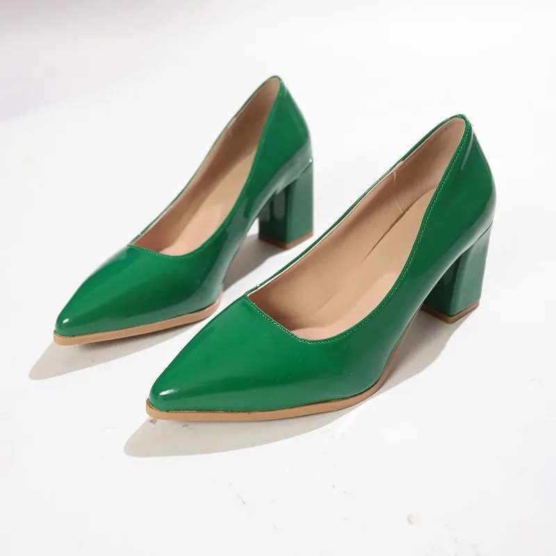 Frauen Dicke Ferse Schuhe Herbst Neue Spitze Zehen Flacher Mund Slip-off Anti-rutsch Verschleiß-beständig High Heels
