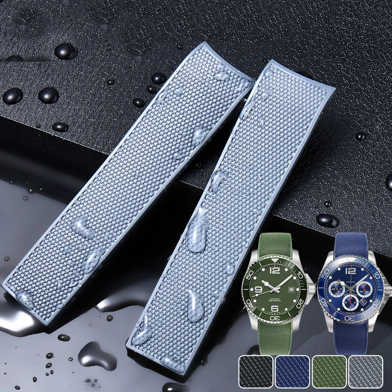 

21mm Rubber Silicone Watch Strap Waterproof Watchband for Longines Strap for Conquest HydroConquest L3.742 782 Series