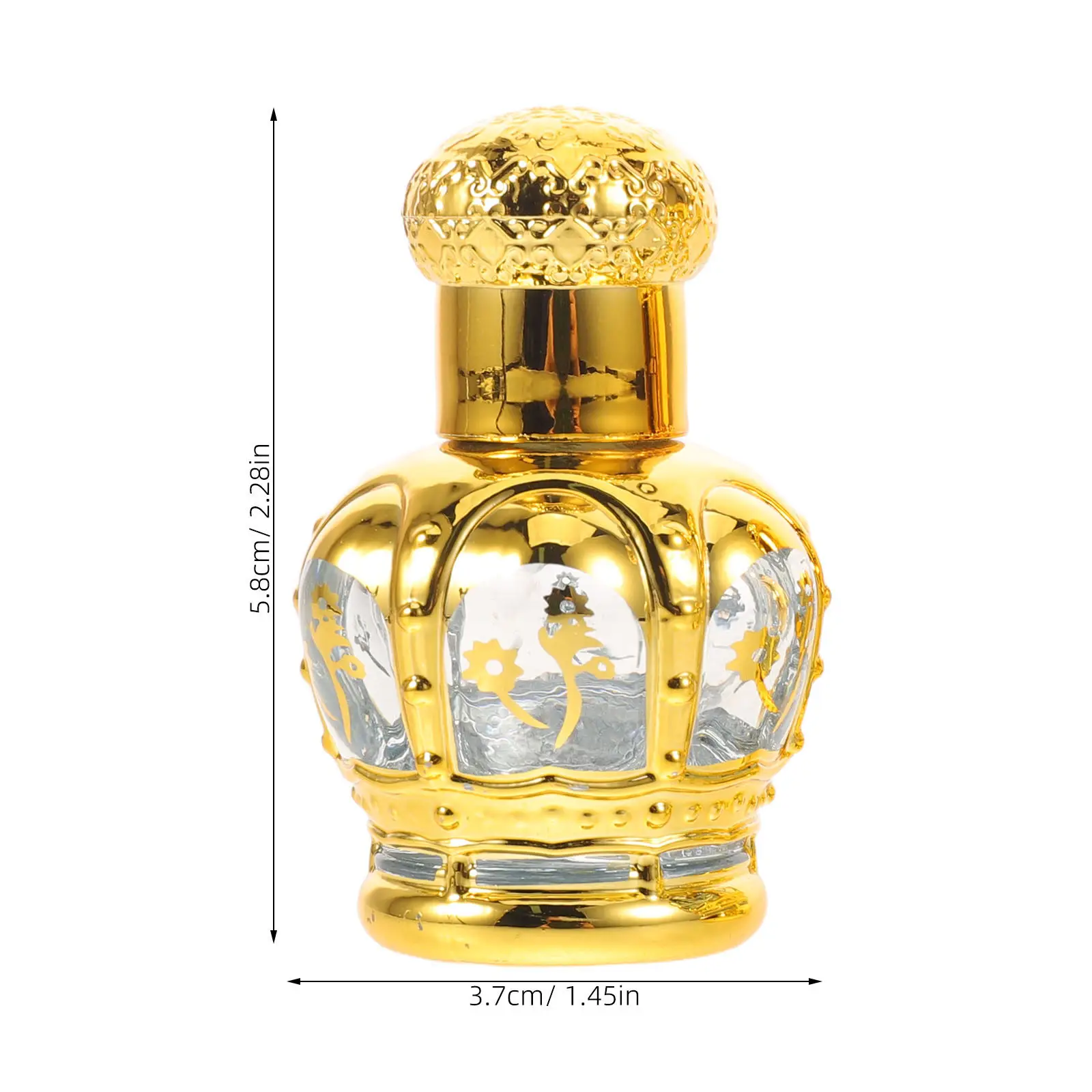 2Pcs 12Ml Clear Glass Roll on Bottles Gold Detail Mini Bottles for Essential Oil Perfume Oil Attar Water Refillable view 6