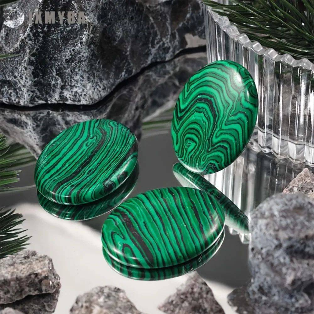 1pc Rare Malachite And Palm Stone Soapstone, Oval Chakra Balancing Stones for Decoration, Unique Polished Stone Gifts