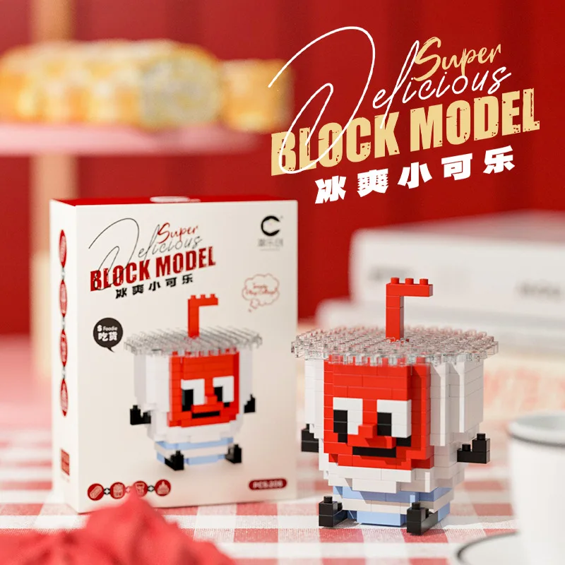 Mini Food Model Building Blocks para crianças, Especialista criativo, Hambúrguer, Fries Bricks, Educational Assembly Toys, Desktop Ornament