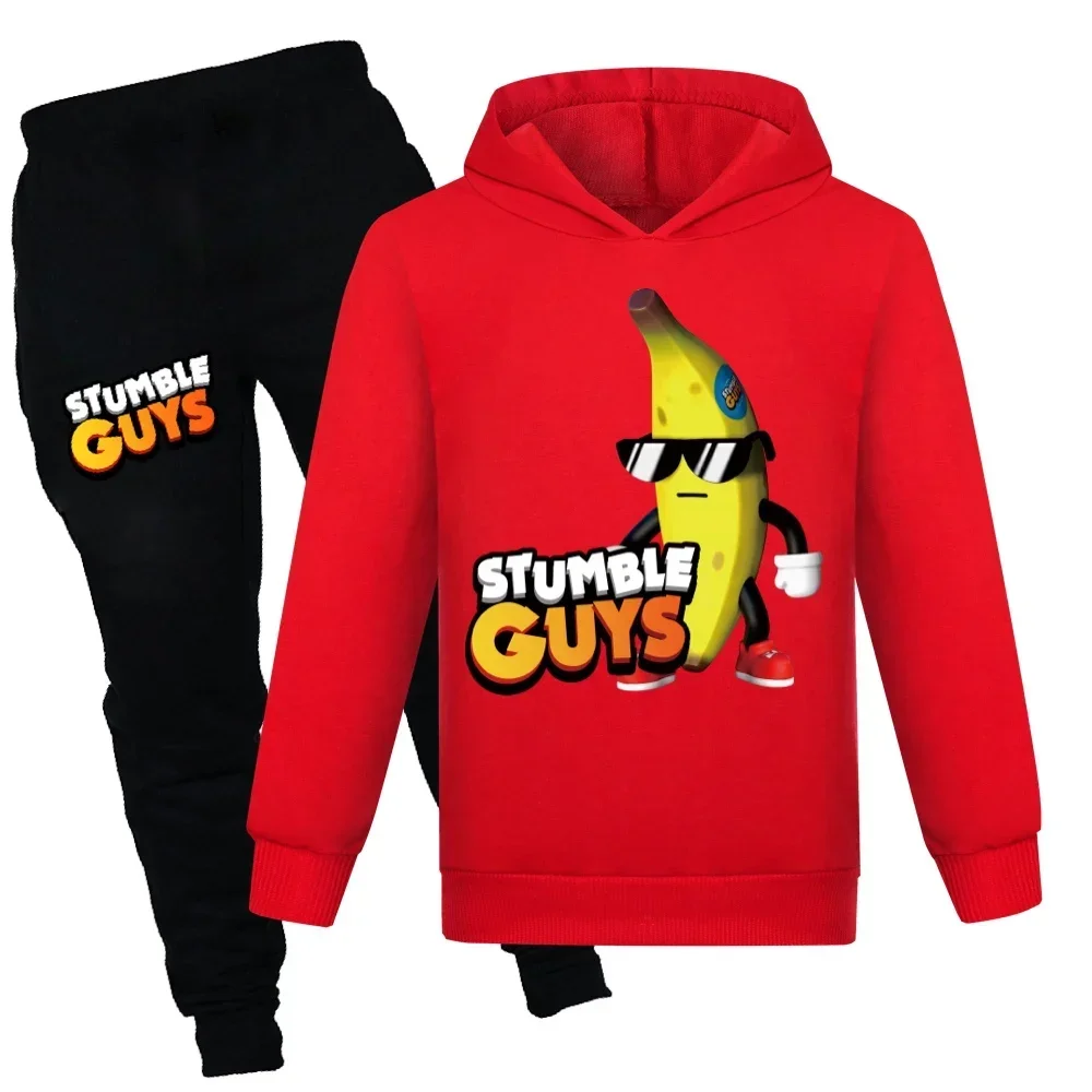 New Autumn Games Stumble Guys Tracksuit Boy Cartoon Clothing Children's Clothing Hooded Stumble Guys for Baby Boys Outfits Sets