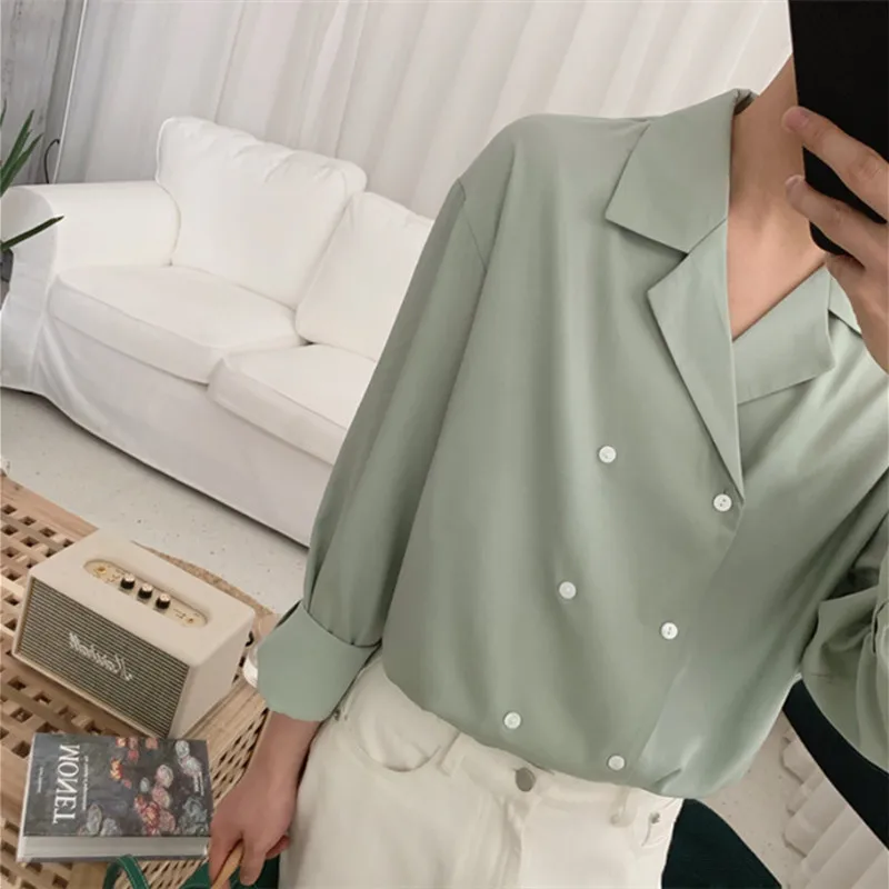 2023 Summer New Double-breasted All-match Simple Style Retro Korean Long-sleeved Summer Shirt Boutique Shirts For Men