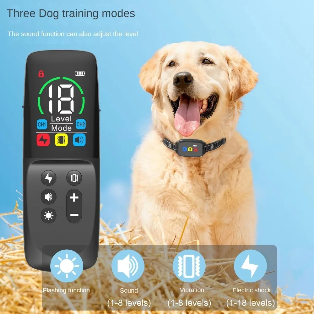 Dog Training Collar with Remote Intelligent Dog Electric Shock Collar with 3 Training Modes Waterproof Electric Dog Shock Device