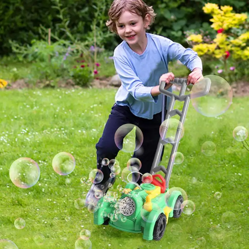 Máquina de burbujas automática para niños, cortacésped de verano, fabricante de burbujas al aire libre, juguetes con luz y sonido, andador de actividades para bebés, juguete para niños