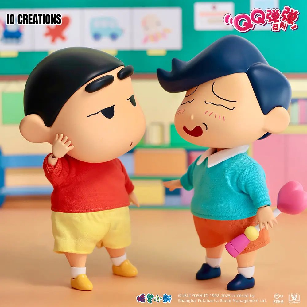 In Stock IO CREATIONS Crayon Shin-chan QQ Bouncy Series Shinnosuke & Kazama Soft Vinyl Action Figure Anime Model Toy Collectible