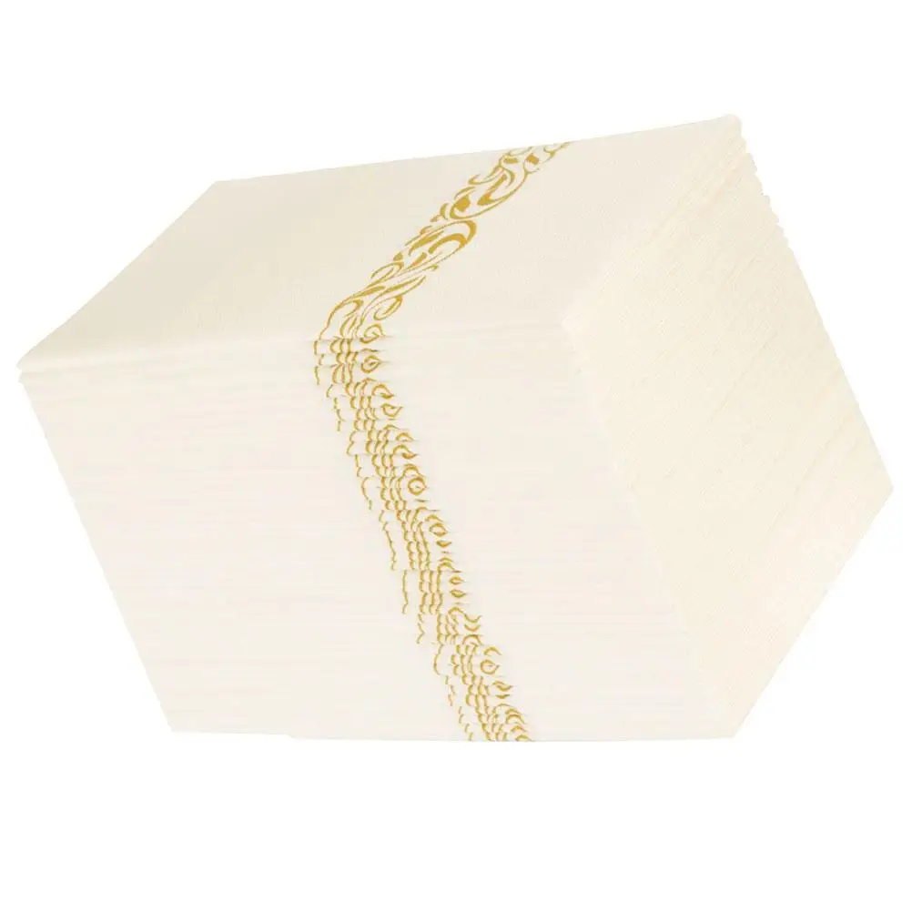 50pcs Golden Disposable Napkin Knife Fork Spoon Napkins 30x40cm Disposable Tableware Packing Paper Restaurant Hotel Use